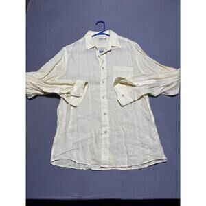 Faherty 100% Linen Button Up Shirt Yellow Long Sleeve Men’s Size M Preppy
